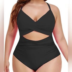 Black 1-piece Bathing Suit Women's Plus Size 22W